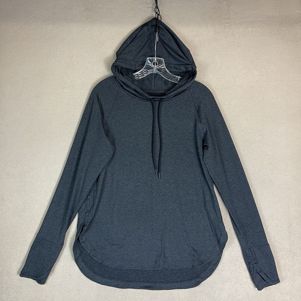 Athleta Hoodie Womens Medium Gray Uptempo Sweatshirt Lightweight Stretch